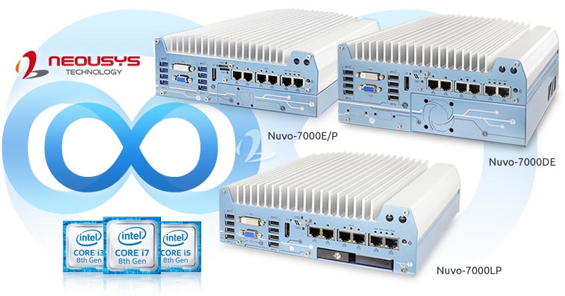 Neousys Technology today announced their latest fanless embedded controller, Nuvo-7000 series, powered by Intel® 8th Generation Core™ processor